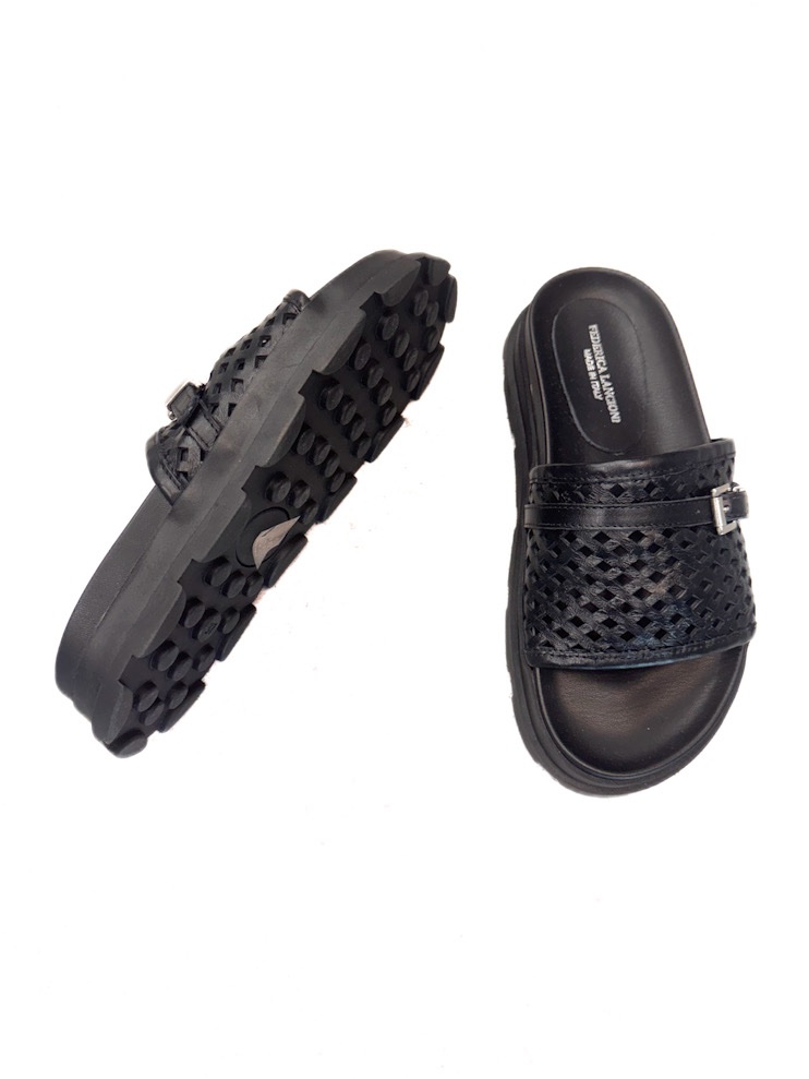 KLAPKI CZARNE SKÓRZANE SAN13 - obrazek 2