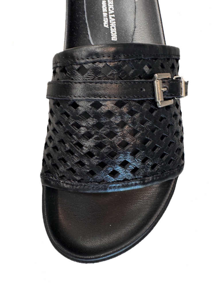 KLAPKI CZARNE SKÓRZANE SAN13 - obrazek 4