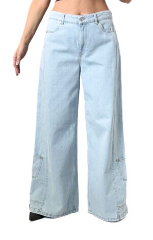 SPODNIE JASNE BŁĘKITNE JEANSY Z SZEROKĄ NOGAWKĄ DD5358 ELODIE