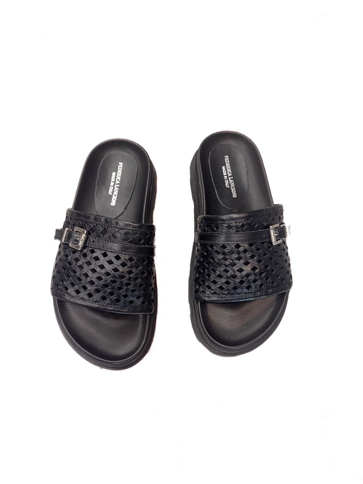 KLAPKI CZARNE SKÓRZANE SAN13 - obrazek 5