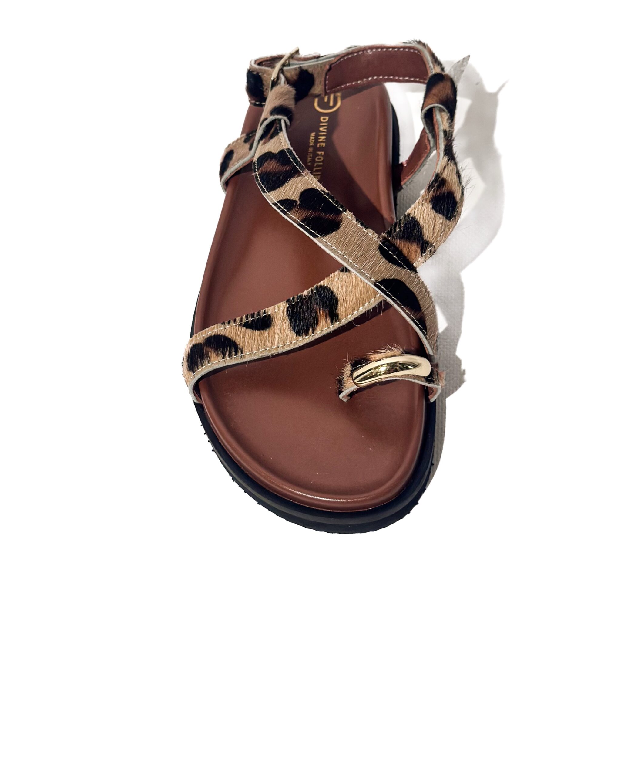 SKÓRZANE SANDAŁY W PANTERKĘ DIVINE BOLLA - obrazek 3