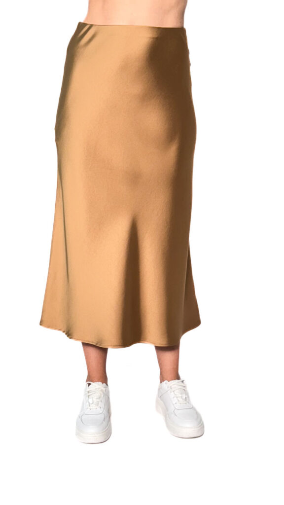 SATYNOWA BRĄZOWA DŁUGA SPÓDNICA IMPERIAL GHI55JBA