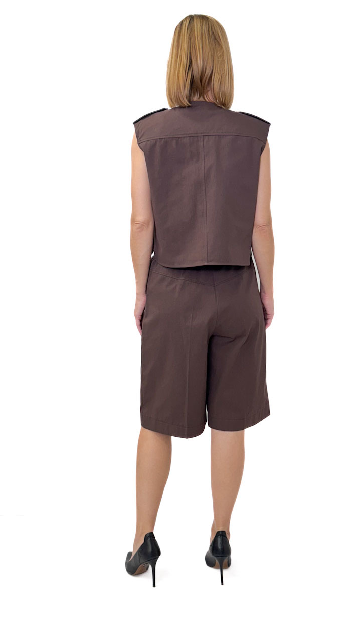 BAWEŁNIANE KRÓTKIE SPODNIE DO KOLAN BRĄZOWE IMPERIAL D489JTX - obrazek 4