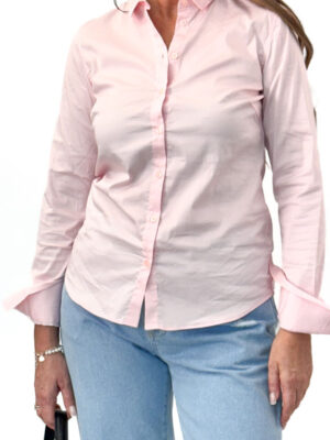 BAWEŁNIANA KOSZULA Z KOŁNIERZYKIEM JASNY RÓŻ MOS MOSH 131700