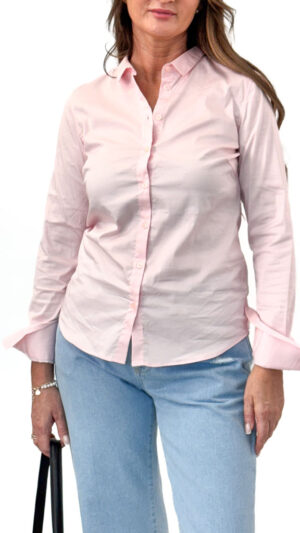 BAWEŁNIANA KOSZULA Z KOŁNIERZYKIEM JASNY RÓŻ MOS MOSH 131700