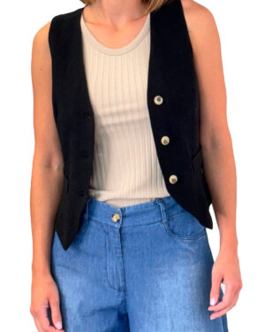 CZARNA KAMIZELKA DAMSKA DOPASOWANA VICOLO TB1569