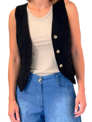 CZARNA KAMIZELKA DAMSKA DOPASOWANA VICOLO TB1569