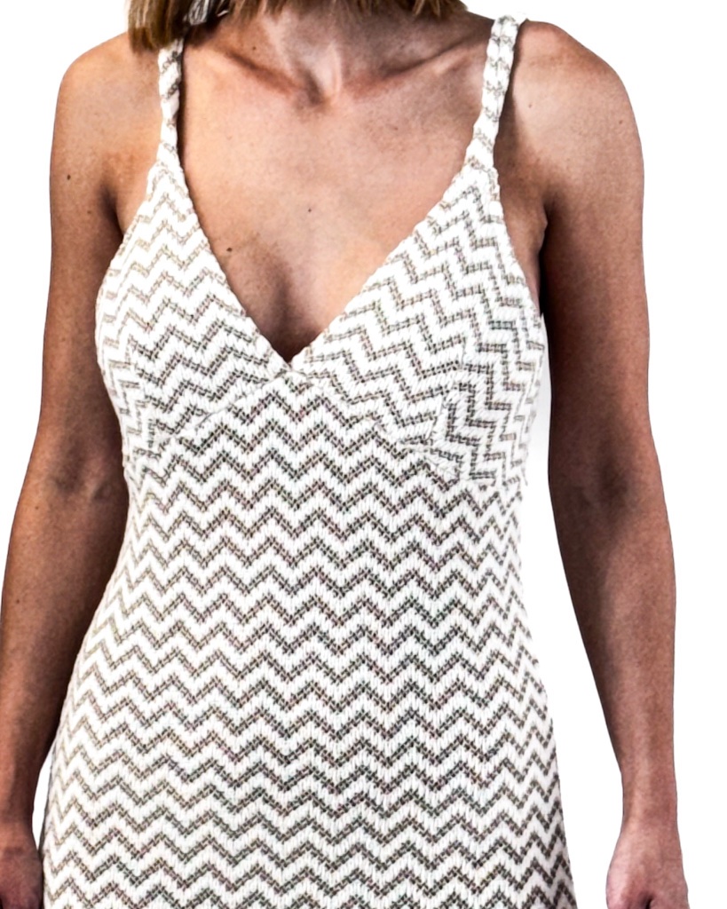 DŁUGA AŻURKOWA SUKIENKA DZIANINOWA BEŻOWA TENSIONE S25AC37 - obrazek 3