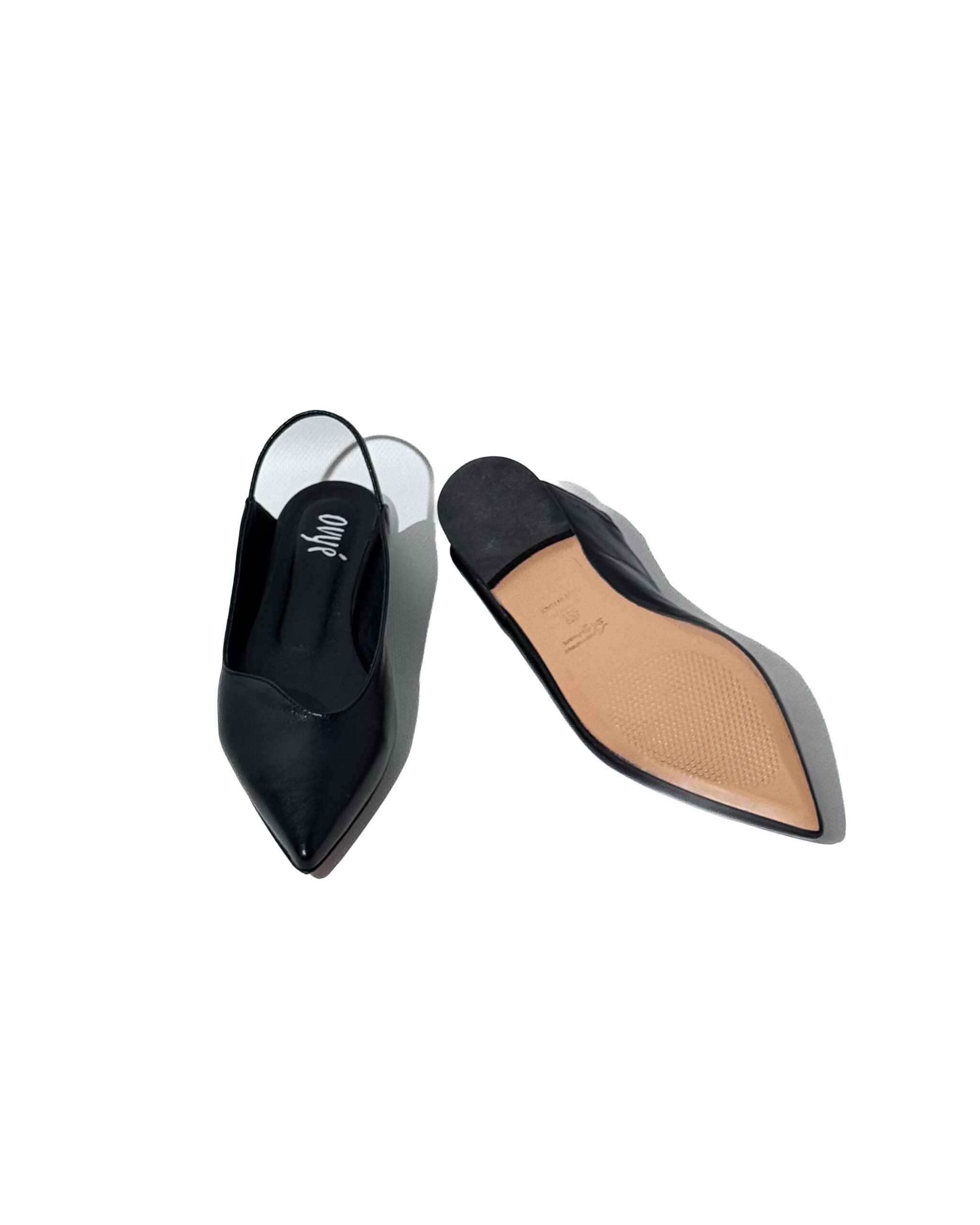 CZARNE SKÓRZANE SANDAŁY W SZPIC Z ODKRYTĄ PIĘTĄ OVYE DELIA2478 - obrazek 3