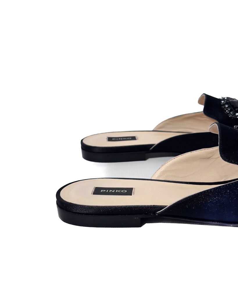 CZARNE KLAPKI AKSAMITNE Z KAMIENIAMI PINKO ARANCIA - obrazek 3