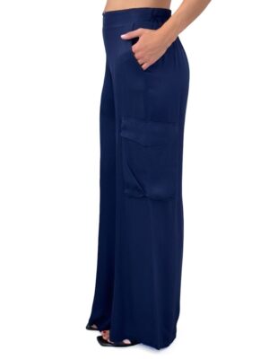 SPODNIE GRANATOWE LUŹNE Z WISKOZY PIA B PAVICO