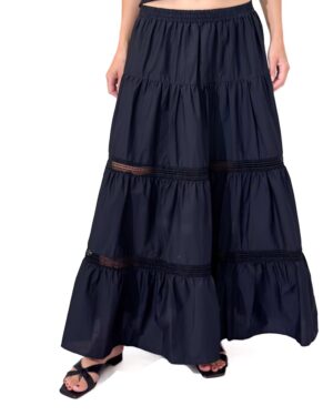 CZARNA DŁUGA SPÓDNICA Z HAFTEM MIĘKKA BAWEŁNA ARTIGLI ACGO001779