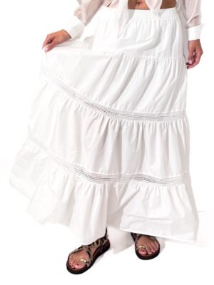 DŁUGA BIAŁA SPÓDNICA Z HAFTEM Z BAWEŁNY ARTIGLI ACGO001779