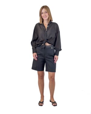 CZARNA BLUZKA LEKKA KOSZULA WIĄZANA Z PRZODU LYOCELL PIA B SITORIA