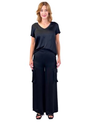 CZARNE SPODNIE LUŹNE Z WISKOZY PIA B PAVICO