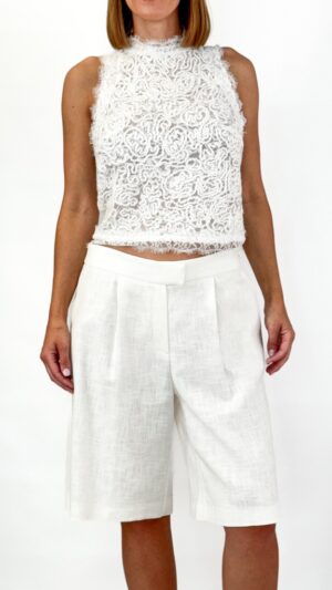 BLUZKA BEZ RĘKAWÓW Z KORONKI KREMOWA MAKE A WISH FIANCE