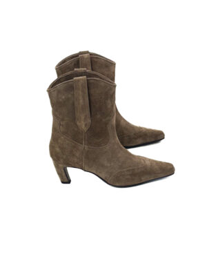 ZAMSZOWE CAMELOWE BOTKI DAMSKIE NA OBCASIE LESTROSA V128