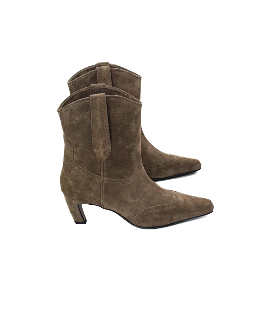 ZAMSZOWE CAMELOWE BOTKI DAMSKIE NA OBCASIE LESTROSA V128