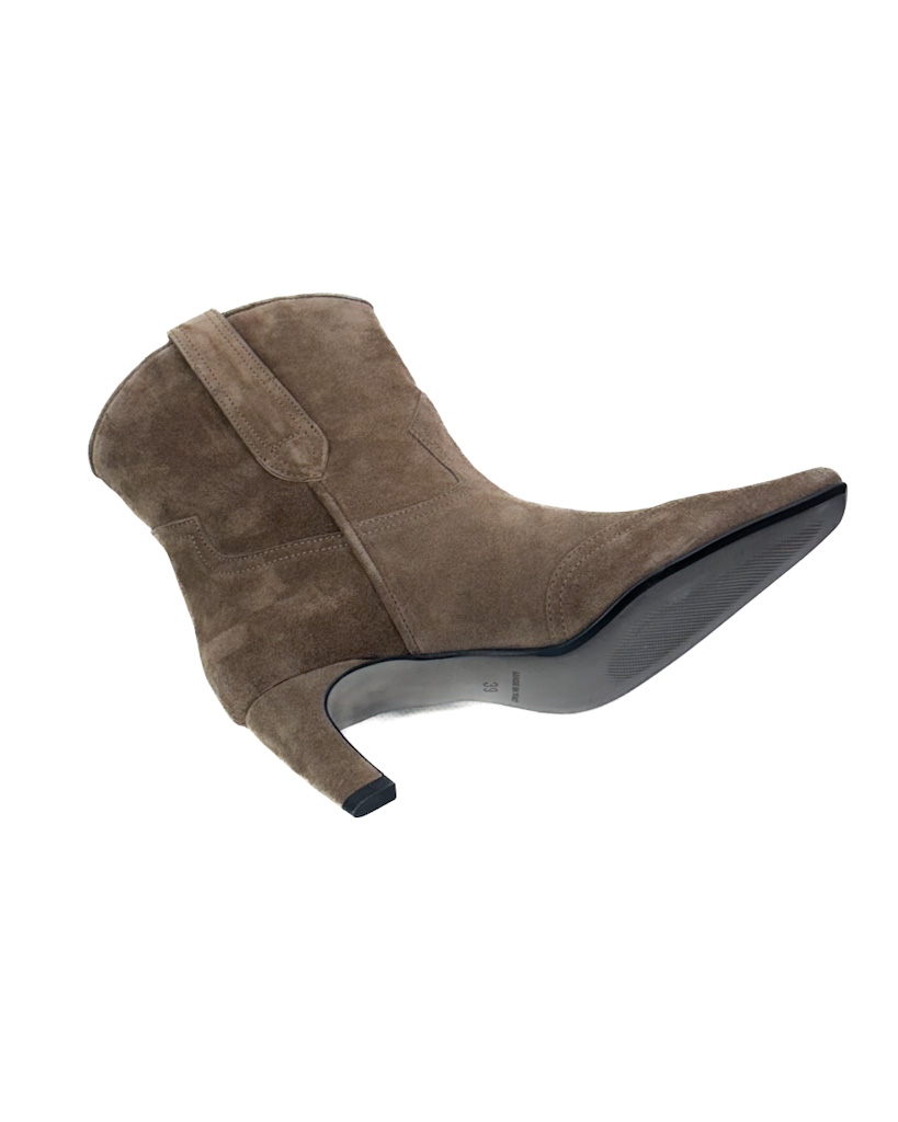 ZAMSZOWE CAMELOWE BOTKI DAMSKIE NA OBCASIE LESTROSA V128 - obrazek 3