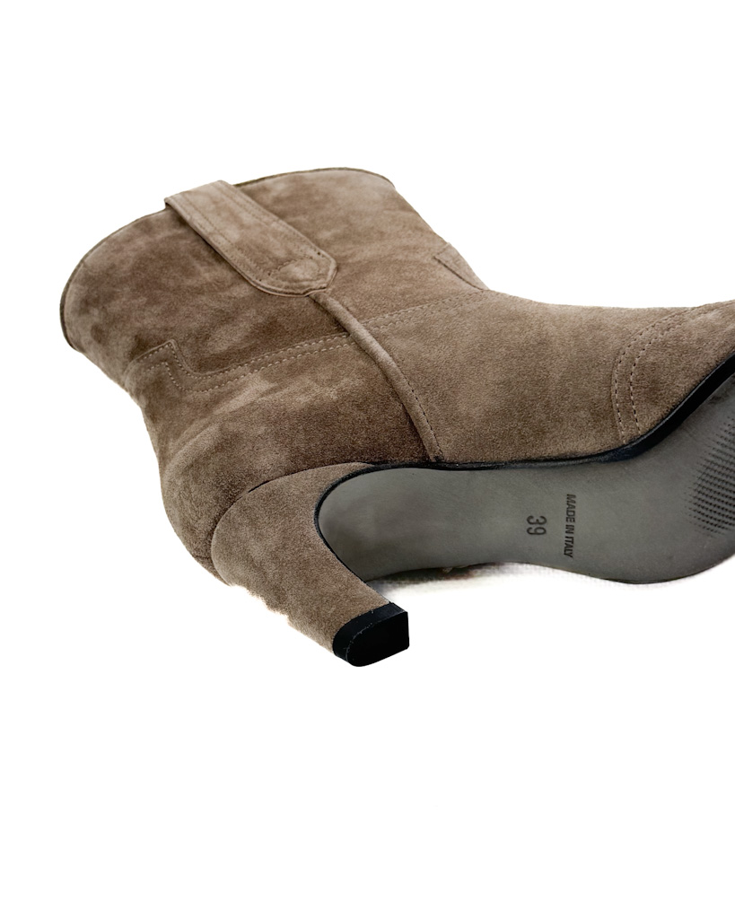 ZAMSZOWE CAMELOWE BOTKI DAMSKIE NA OBCASIE LESTROSA V128 - obrazek 6