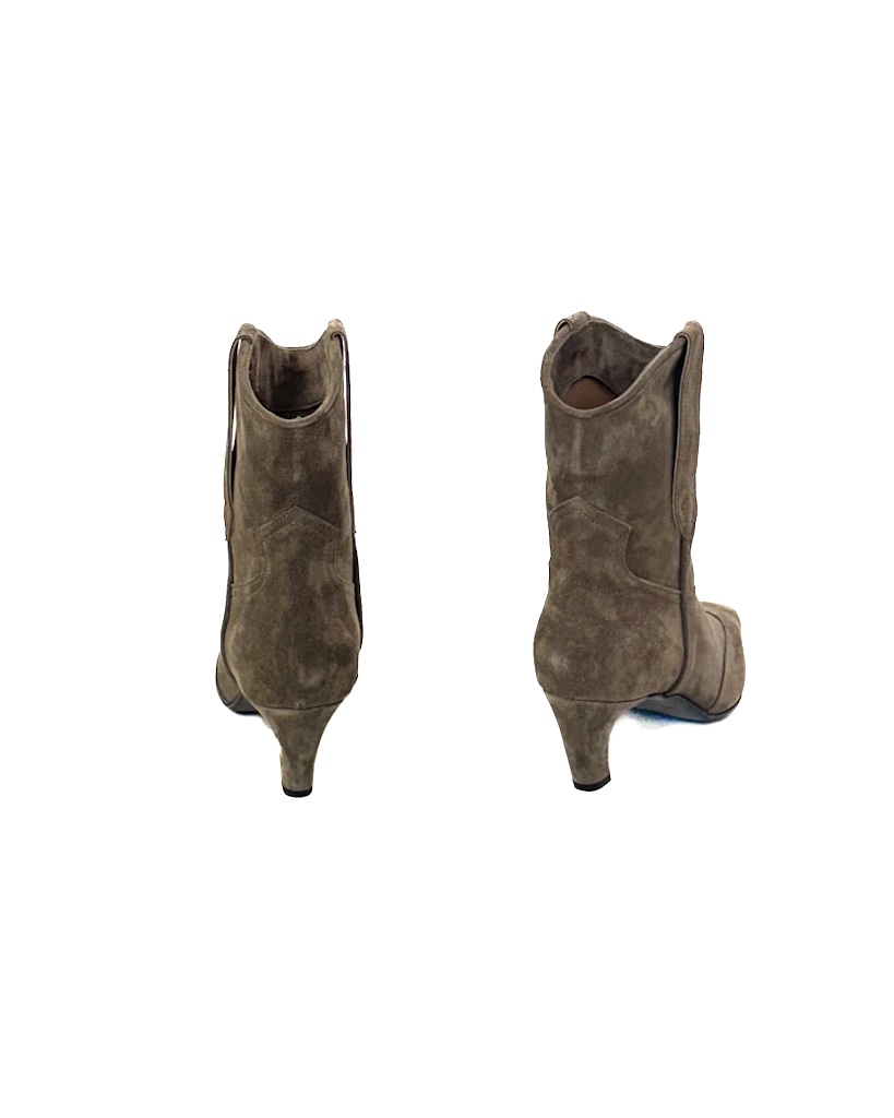 ZAMSZOWE CAMELOWE BOTKI DAMSKIE NA OBCASIE LESTROSA V128 - obrazek 4