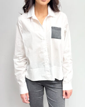 biała elganacka bluzka z długim rękawem