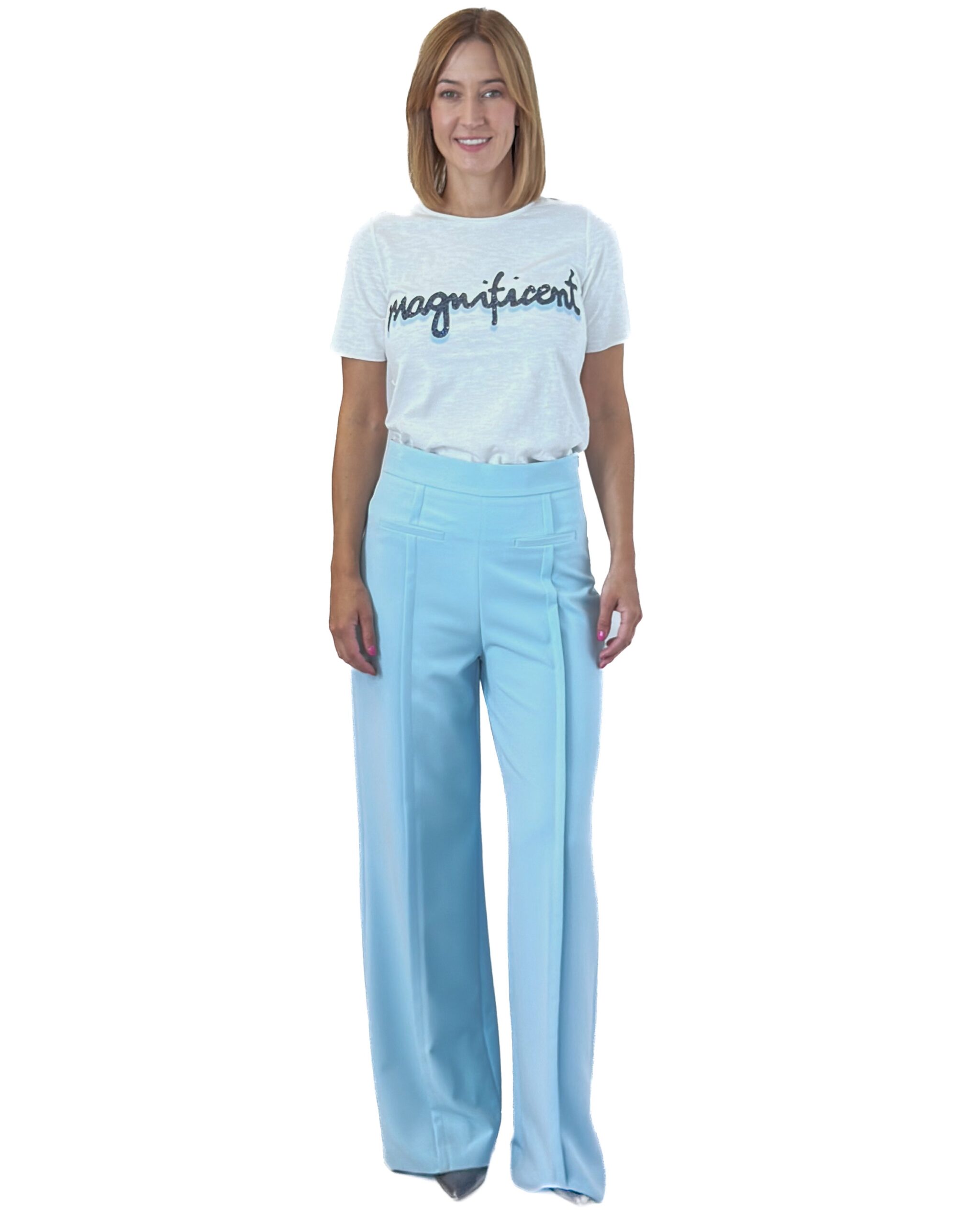 SZEROKIE BŁĘKITNE SPODNIE GIULIA N GE2468 - obrazek 2