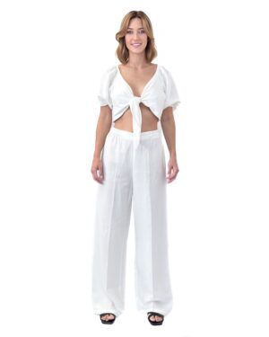 BIAŁY KOMPLET Z LNU I WISKOZY IMPERIAL R9990056R