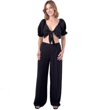 CZARNY KOMPLET Z LNU I WISKOZY IMPERIAL R9990056R