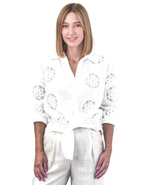 KREMOWA KOSZULA Z HAFTEM ARTIGLI ACCA002249