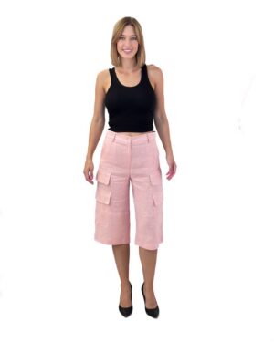 RÓŻOWE LNIANE SPODNIE DO KOLAN IMPERIAL D486JYL