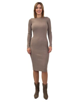 BEŻOWA SUKIENKA Z DZIANINY KONTATTO 3M0129