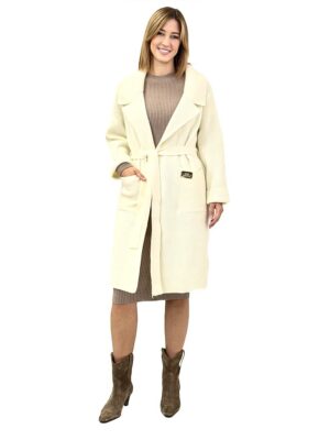 ŚMIETANKOWY SWETER WIĄZANY W TALII ROBERTA BIAGI CAP0633