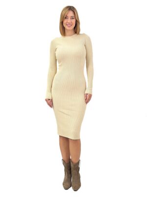 ŚMIETANKOWA SUKIENKA Z DZIANINY KONTATTO 3M0129