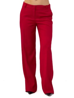 SPODNIE CZERWONE Z MATERIAŁU Z SZEROKĄ NOGAWKĄ REVISE OLIVIA