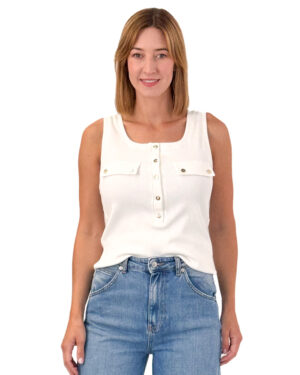 KREMOWA BLUZKA W PRĄŻEK BEZ RĘKAWÓW GIL 41XPT909