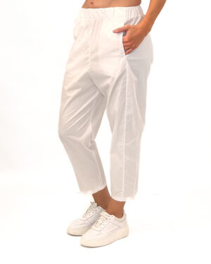 CIENKIE BIAŁE SPODNIE Z MATERIAŁU IMPERIAL P4B5JFP