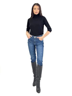 CZARNY GOLF Z KRÓTKIM RĘKAWEM KONTATTO 3M0823CN