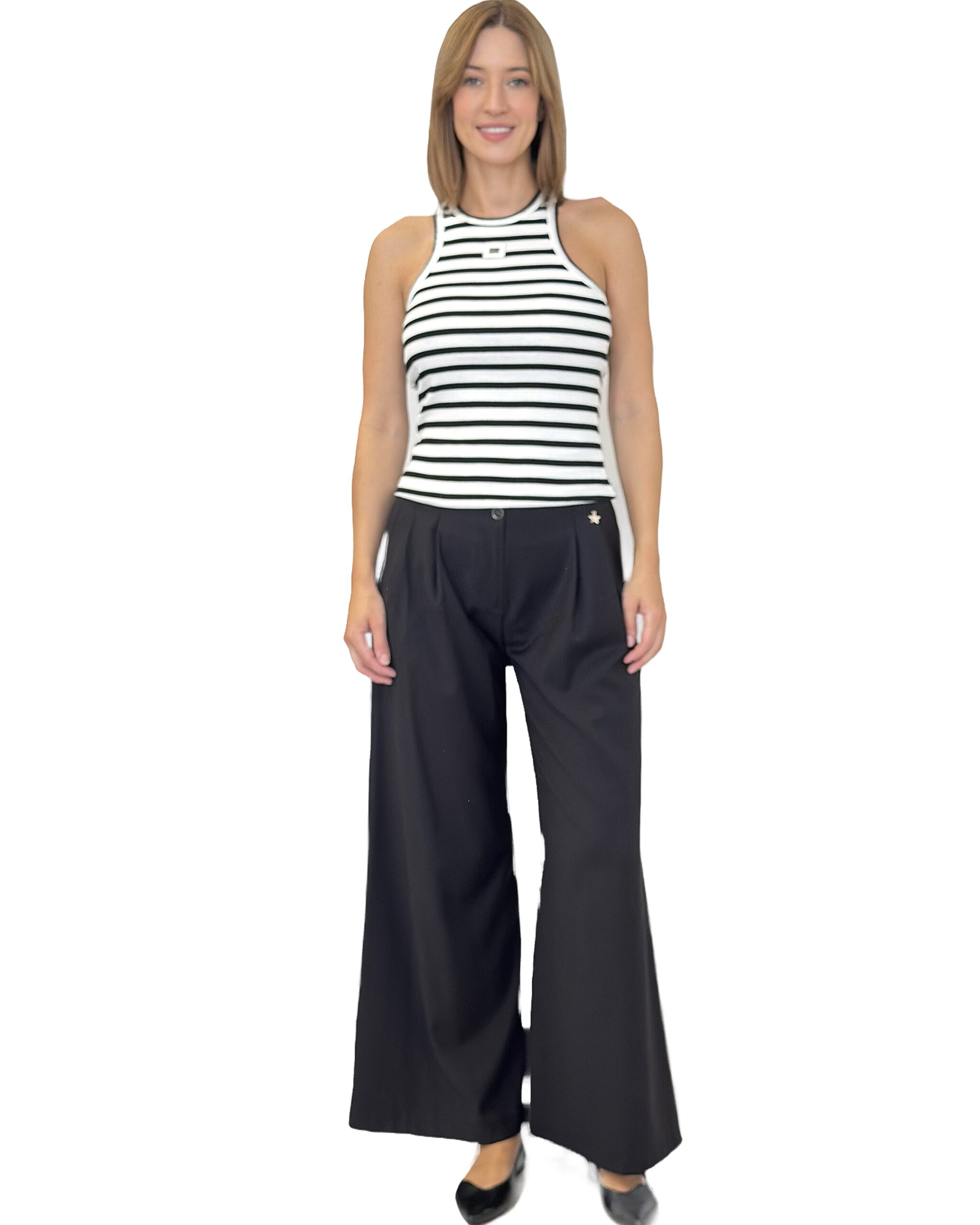 CZARNE SPODNIE Z MATERIAŁU SOUVENIR N36Z - obrazek 3