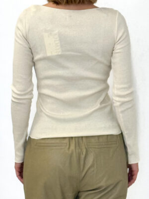 KREMOWA BLUZKA W PRĄŻEK Z DŁUGIM RĘKAWEM