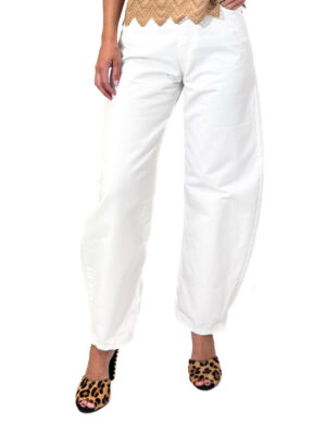 BIAŁE LUŹNE SPODNIE JEANSOWE TENSIONE WITHOUT