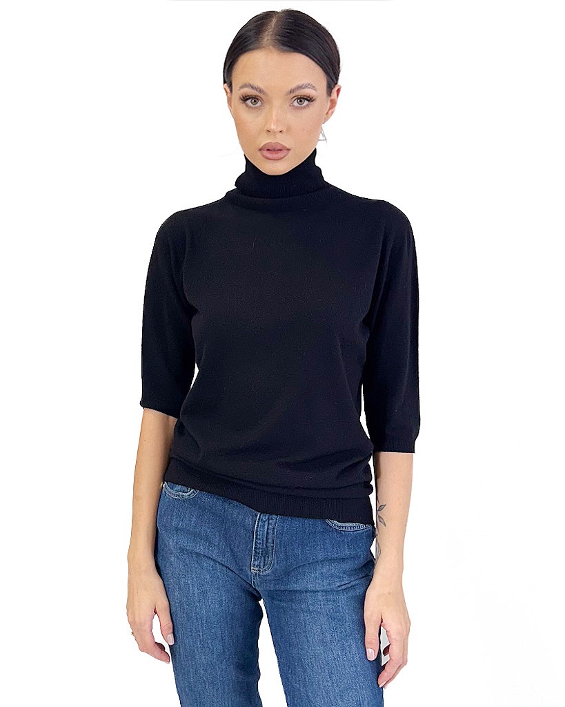 CZARNY GOLF Z KRÓTKIM RĘKAWEM KONTATTO 3M0823CN - obrazek 2