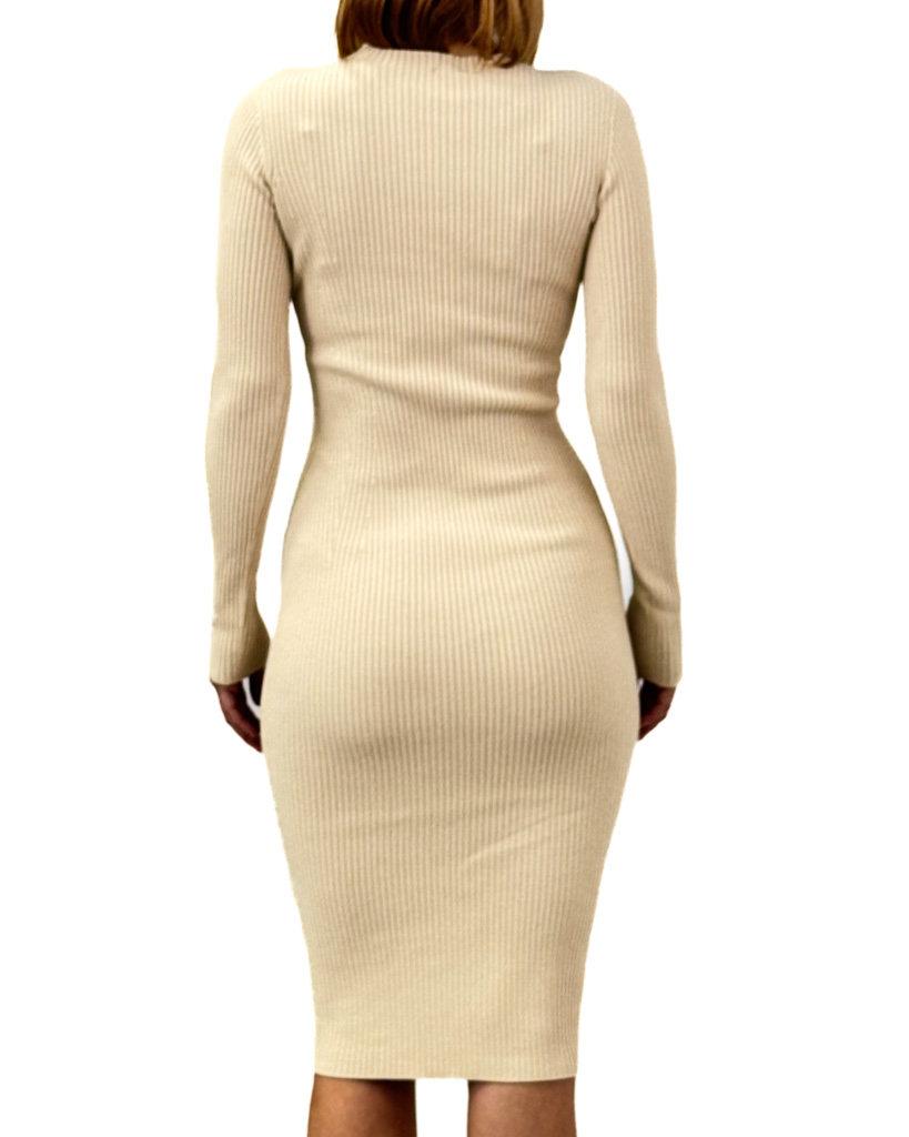 ŚMIETANKOWA SUKIENKA Z DZIANINY KONTATTO 3M0129 - obrazek 4