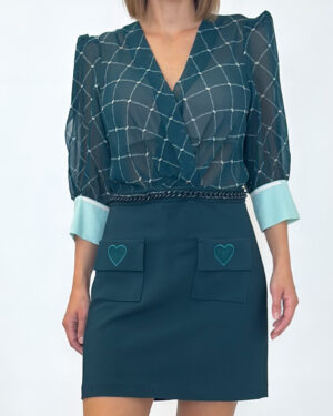 TURKUSOWA MINI SUKIENKA ELISABETTA FRANCHI AB-741