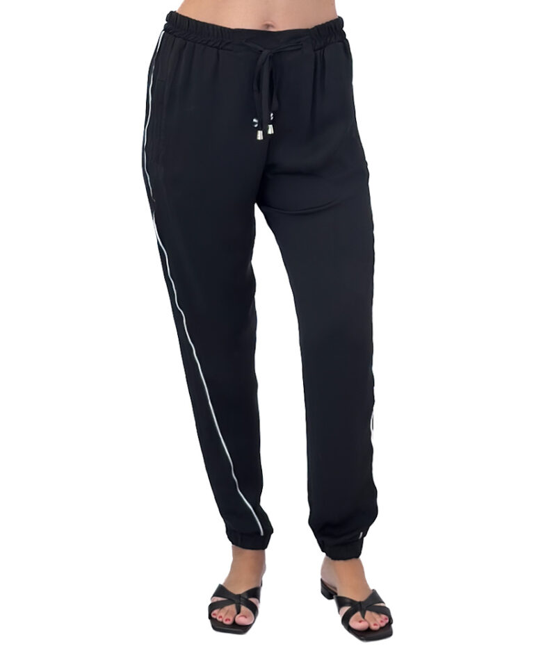 CZARNE CIENKIE SPODNIE Z MATERIAŁU CRISTINAEFFE 0409