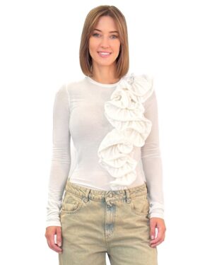 KREMOWA BLUZKA Z FALBANAMI IMPERIAL TW94KAP