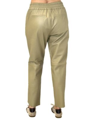 skórzane oliwkowe spodnie damskie