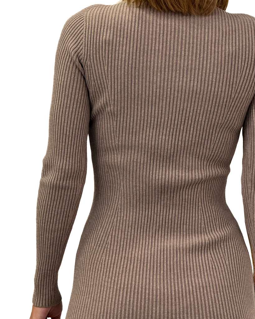 BEŻOWA SUKIENKA Z DZIANINY KONTATTO 3M0129 - obrazek 4