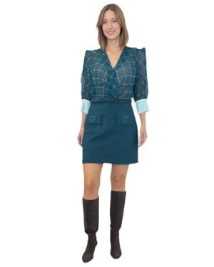 TURKUSOWA MINI SUKIENKA ELISABETTA FRANCHI AB-741