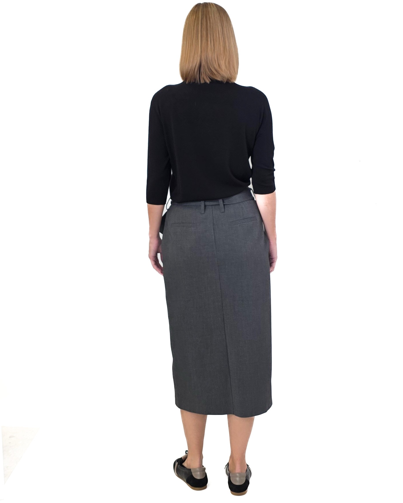 SZARA SPÓDNICA Z MATERIAŁU IMPERIAL GLV2IFU - obrazek 4